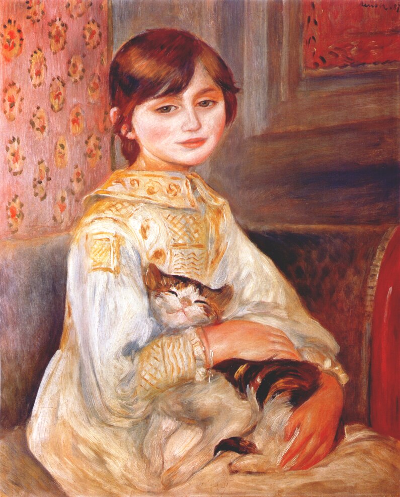 Child with cat (julie manet) - Pierre-Auguste Renoir painting on canvas